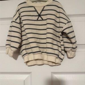 Zara Cream and black striped Crewneck